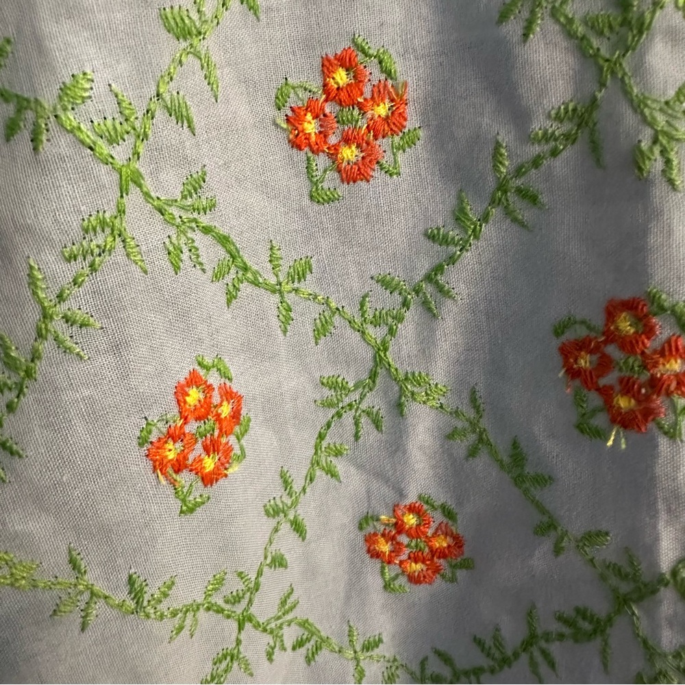 Nwt Far Away Anthropologie Embroidered Cape Blue Floral OS - Picture 3 of 8